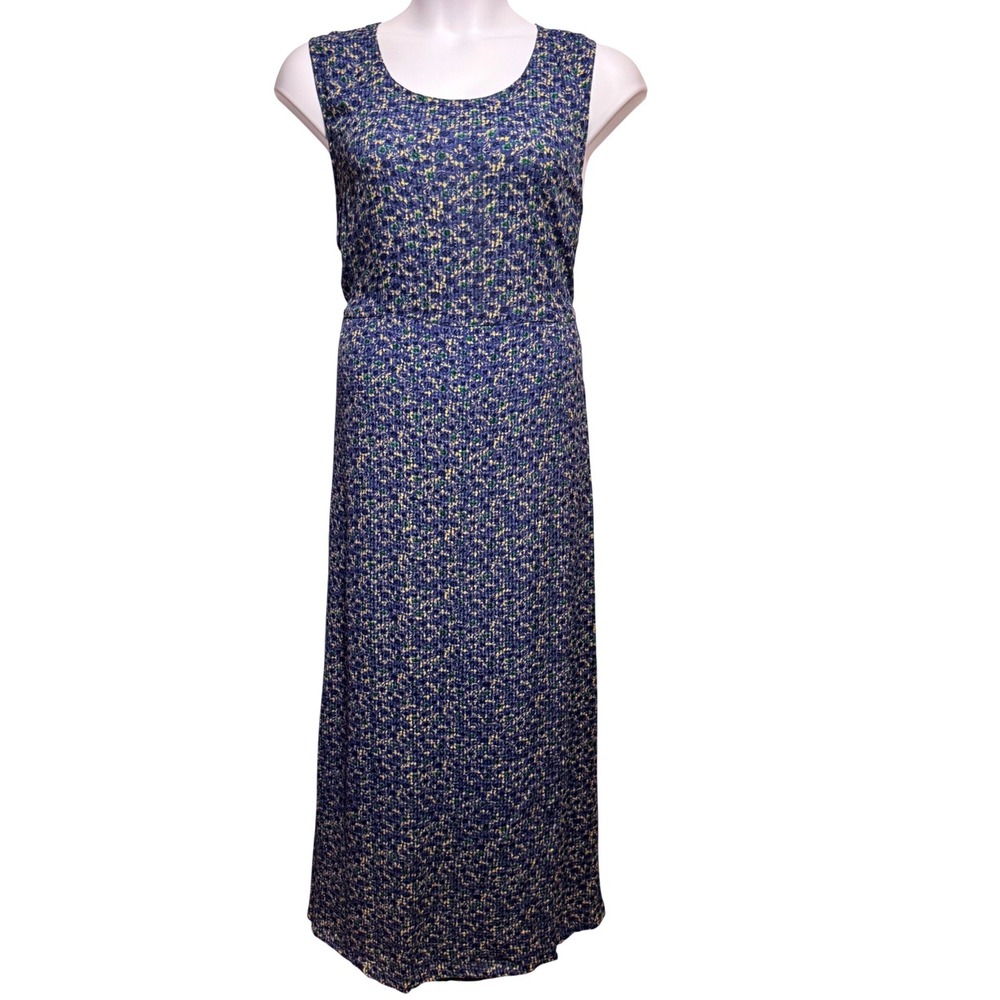 Vintage 1990's NWT April Cornell Floral Blue Yellow Maxi Prairie Cottage Dress